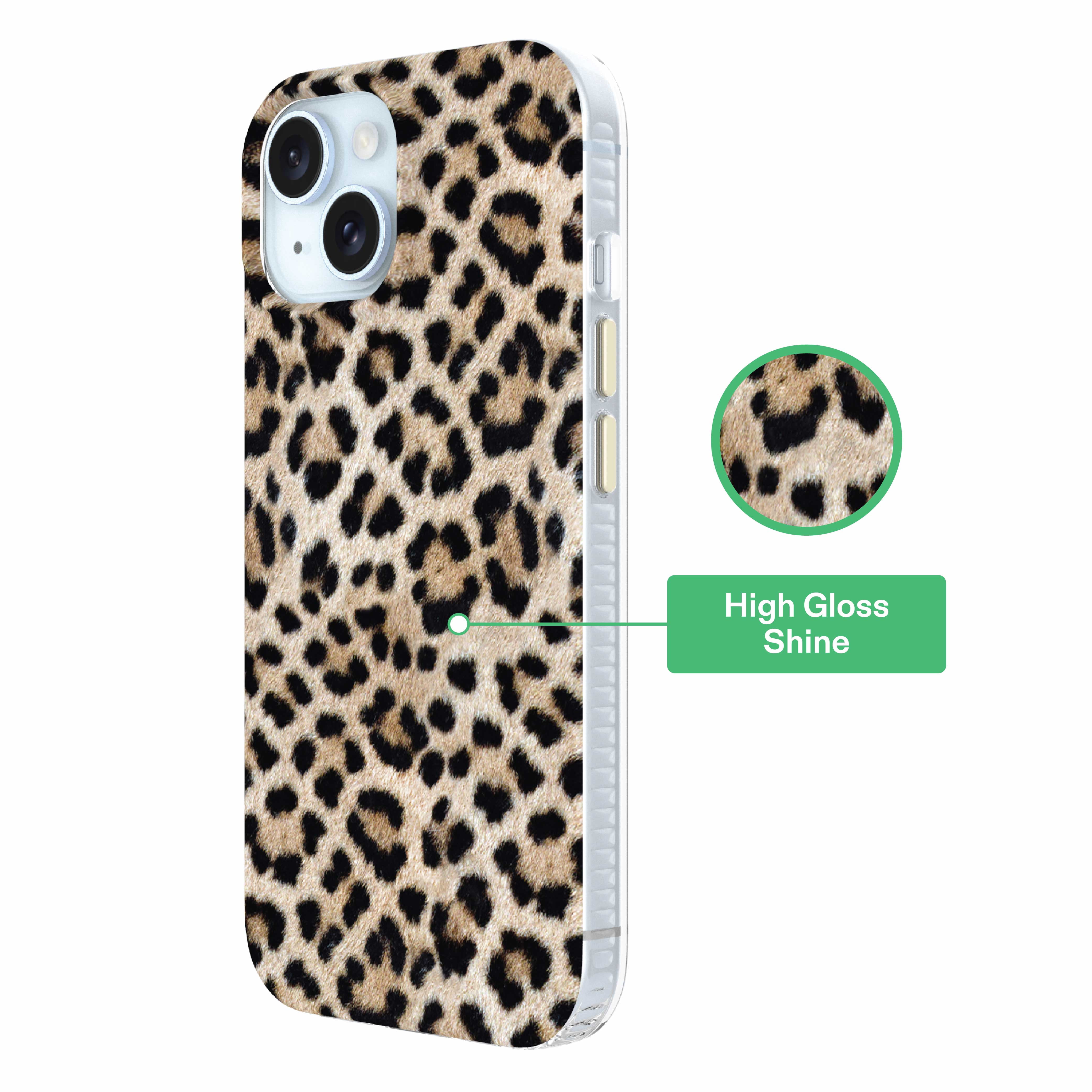 onn Phone Case for iPhone 17e / 16e / 15 / 14 / 13, MagSafe Compatible - Cheetah Print