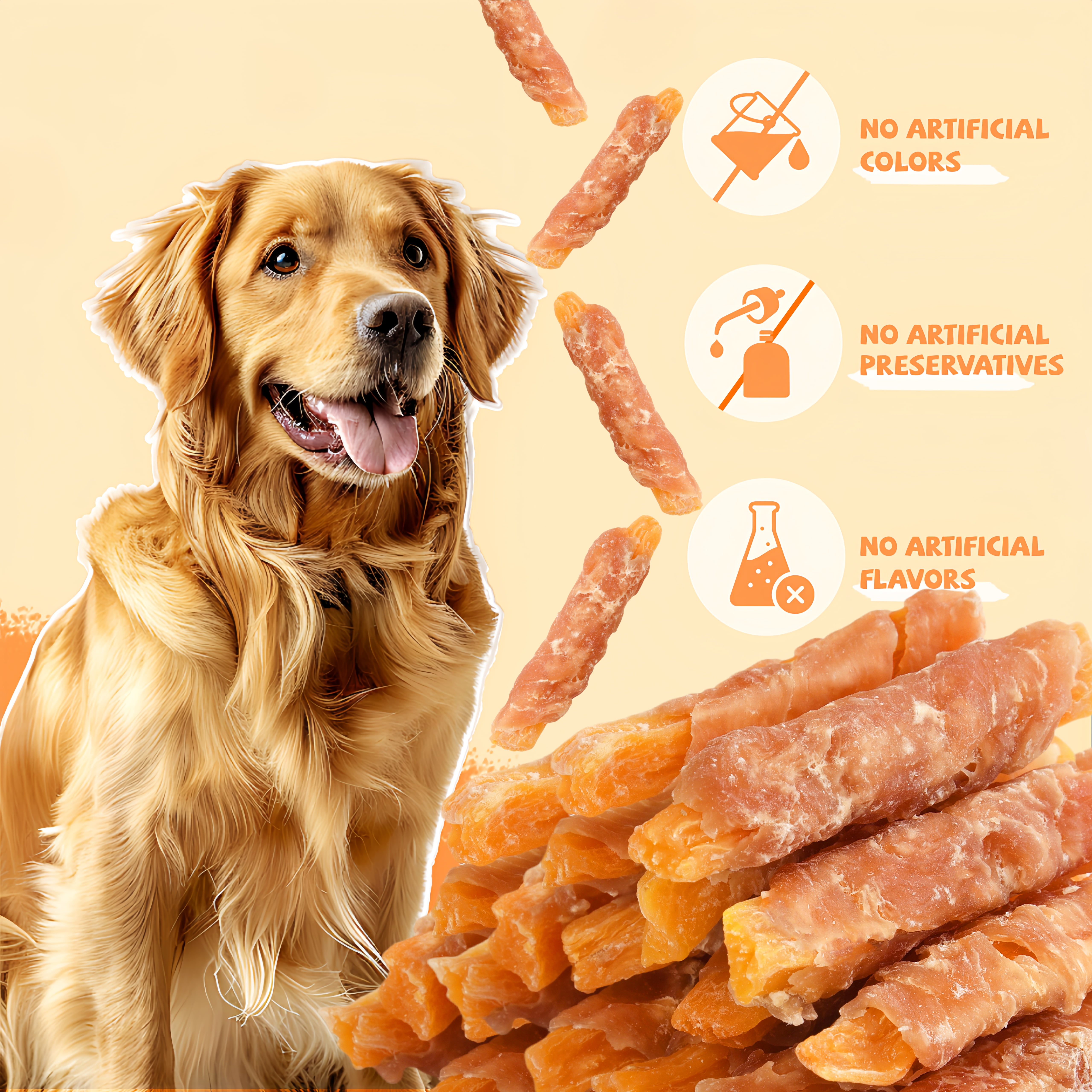 Pawmate Sweet Potato Dog Treats, Chicken Jerky & Sweet Potato Natural Chews for All Dogs, 15 ct Packet
