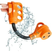 EPICORD 50 Amp Male to 30 Amp Female Dogbone Adapter RV Electrical Converter Cord Cable-Orange