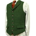 thumbnail image 2 of LNWUY Mens Fashion Blazer Solid Breasted Retro Suit Vest Tweed V-Neck Tank Regular Fit Dress Waistcoat Herringbone for Jacket Green XXXL, 2 of 6