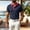 Navy, variant on Men's Contrast Collar Golf Shirt, Textured Fabric with Color-Block Trim, Short Sleeve Golf & Casual Top Navy S