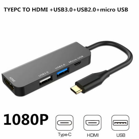 Cyber Monday!!!Updated 2019 Version USB C Hub, 4-in-1 USB C Adapter with 4K USB C to HDMI, USB 3.0 and 2.0 Ports for MacBook Pro 2016/2017/2018, ChromeBook, XPS and