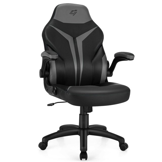 Gymax High Back Gaming Chair Height Adjustable Swivel Computer Office Chair Grey
