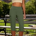 thumbnail image 7 of Women's Capri Golf Trousers Casual Quick Dry UPF 50+ Lightweight Quick Dry 3/4 Cargo Pants Hiking Shorts with Pockets Army Green L, 7 of 7