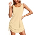 thumbnail image 1 of Falda corta sin mangas con cordón para mujer - Vestido informal de poliéster con bolsillos laterales, S-XXL, 1 of 5