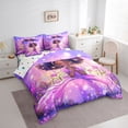 thumbnail image 2 of Castle Fairy Magical Fairy Afro Princess Twin Bedding 7-Piece,Purple Star Flower Heart Bedding Comforter Set,Purple Pink, 2 of 7