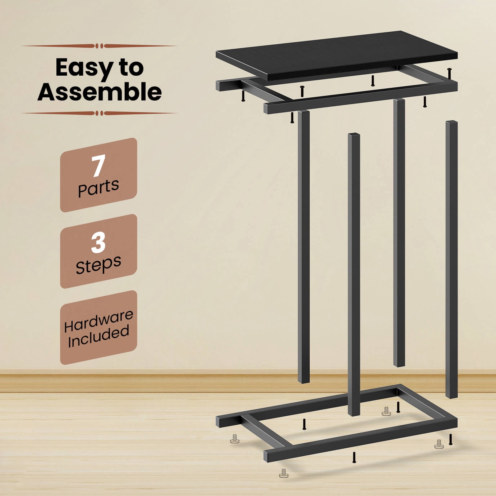 Costway Coffee Tray Sofa Side End Table Ottoman Couch Console Stand TV Lap Snack Black