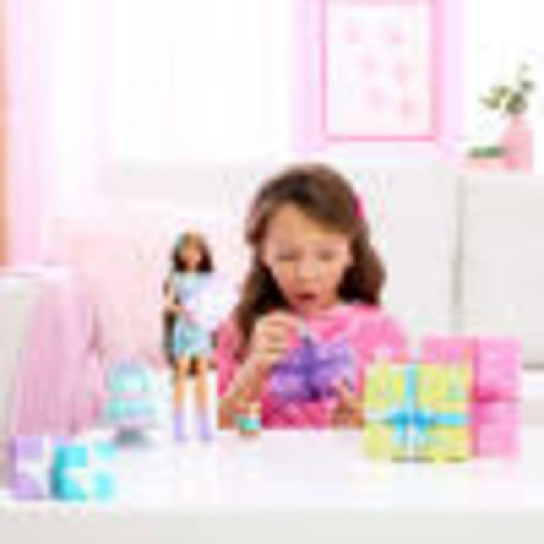 Barbie Party Unboxed Pet Birthday Doll & Accessories, 10 Surprises