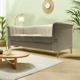 thumbnail image 4 of Mid-Century Velvet Sofa with Thick Back& Turn Out Armrest, Sofa Couch with Metal Frame, Chesterfield Couches for Living Room, Beige, 4 of 9