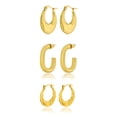 thumbnail image 1 of JeenMata Juego de 3 Pares de Pendientes de Moda para Mujer en Baño de Oro Amarillo, Pendientes de Aro, Pendientes Hipoalergénicos Colgantes Gruesos y Livianos, Regalo de Joyería para Mujer, 1 of 5