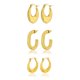thumbnail image 1 of JeenMata Juego de 3 Pares de Pendientes de Moda para Mujer en Baño de Oro Amarillo, Pendientes de Aro, Pendientes Hipoalergénicos Colgantes Gruesos y Livianos, Regalo de Joyería para Mujer, 1 of 5