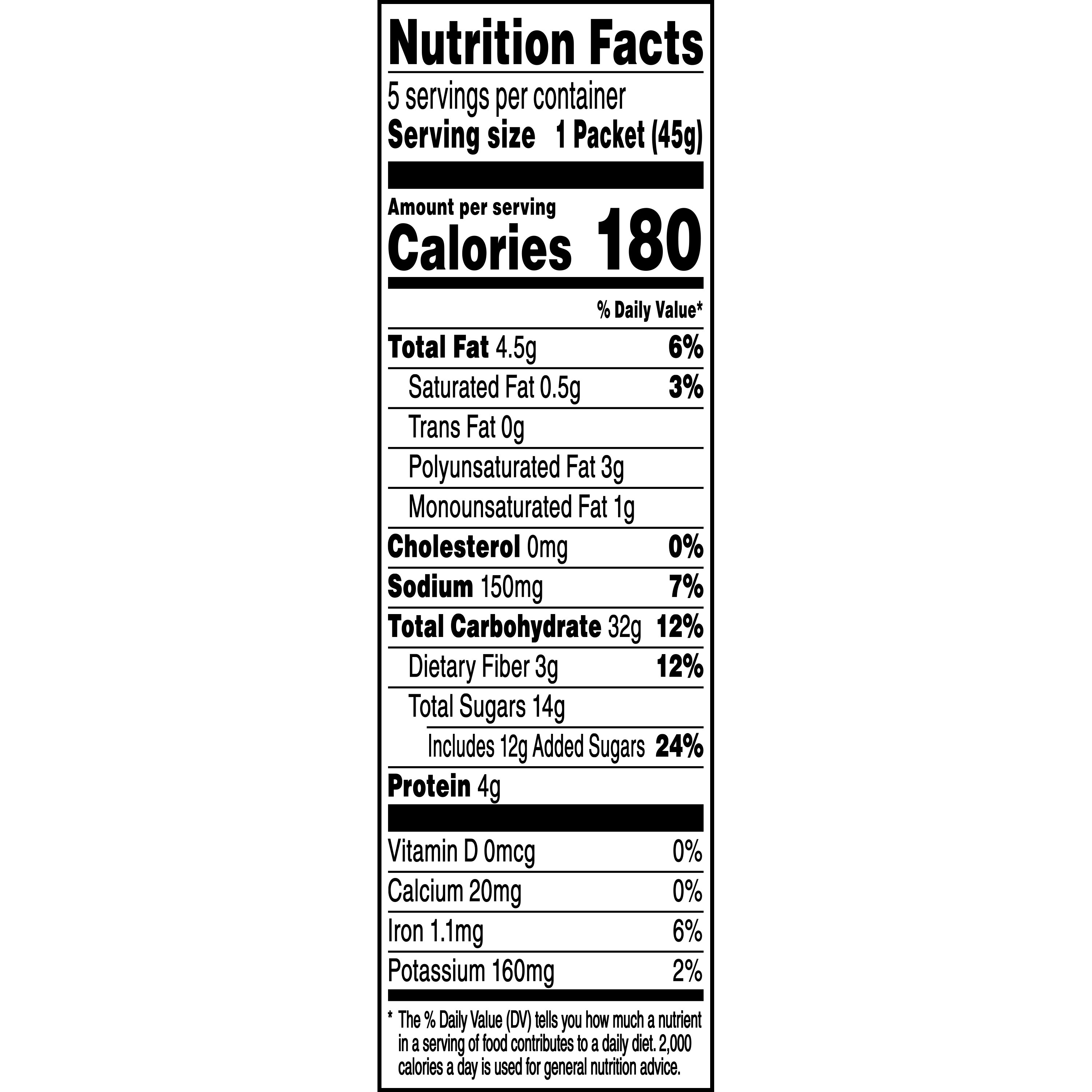 Quaker Real Medleys, Multigrain Instant Oatmeal, Apple Walnut, 1.58 oz, 5 Packets
