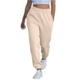 thumbnail image 2 of Women's High Waisted Loose Sportswear Pants with Pockets - Jogging Pants for Fashionable Casual Wear and Holiday Seasons,Khaki,M, 2 of 8