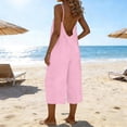 thumbnail image 1 of HongQid Women Jumpsuits Sleeveless Casual Wide Legs Backless Rompers Loose Overall with Pockets, 1 of 6