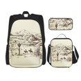 thumbnail image 1 of Disketp Wild West Desert With Cowboys Mochila Estampada de Gran Capacidad con Lonchera y Estuche, Set de 3 Piezas para Estudiantes, 1 of 7