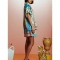 thumbnail image 5 of Women's Casual Two-Piece Set Cotton Linen Printed Shirt and Shorts Set, 5 of 10