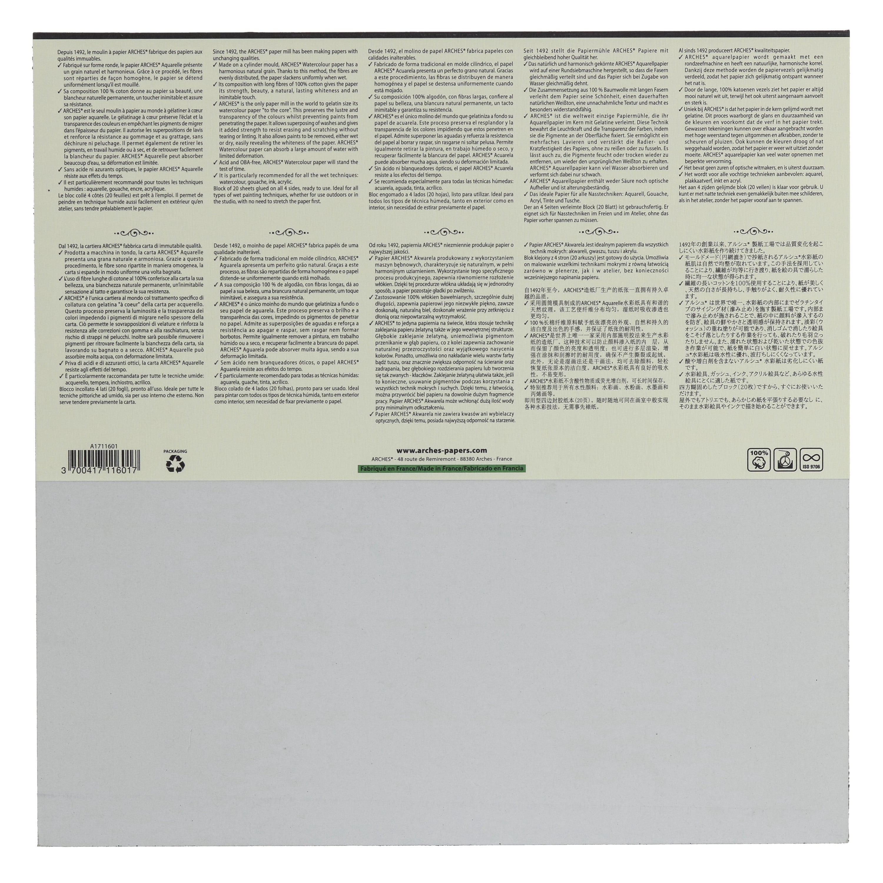 Arches Arches Wc Bl 140Cp 12X12 20Sh, 12" X 12",