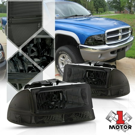 Smoke Tinted Headlight Clear Signal Reflector For 97 04 Dodge Dakota Smoke Tinted Headlight Clear Signal Reflector For 97 04 Dodge Dakota Durango 98 99 00 01 02 03