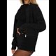 thumbnail image 2 of Cárdigan Holgado de Cuello Redondo, Larga, con Cremallera Frontal, para Mujer, Moderno Suéter de Punto con Cremallera, Abrigos de Otoño. Negro XL, 2 of 7