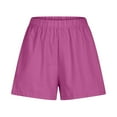 thumbnail image 5 of IDALL Athletic Shorts for Women Linen Shorts Womens Casual Solid Side Pockets Pants Shorts Elastic Waist Pockets Daily Shorts Summer Shorts Lounge Shorts Women Hot Pink S, 5 of 6