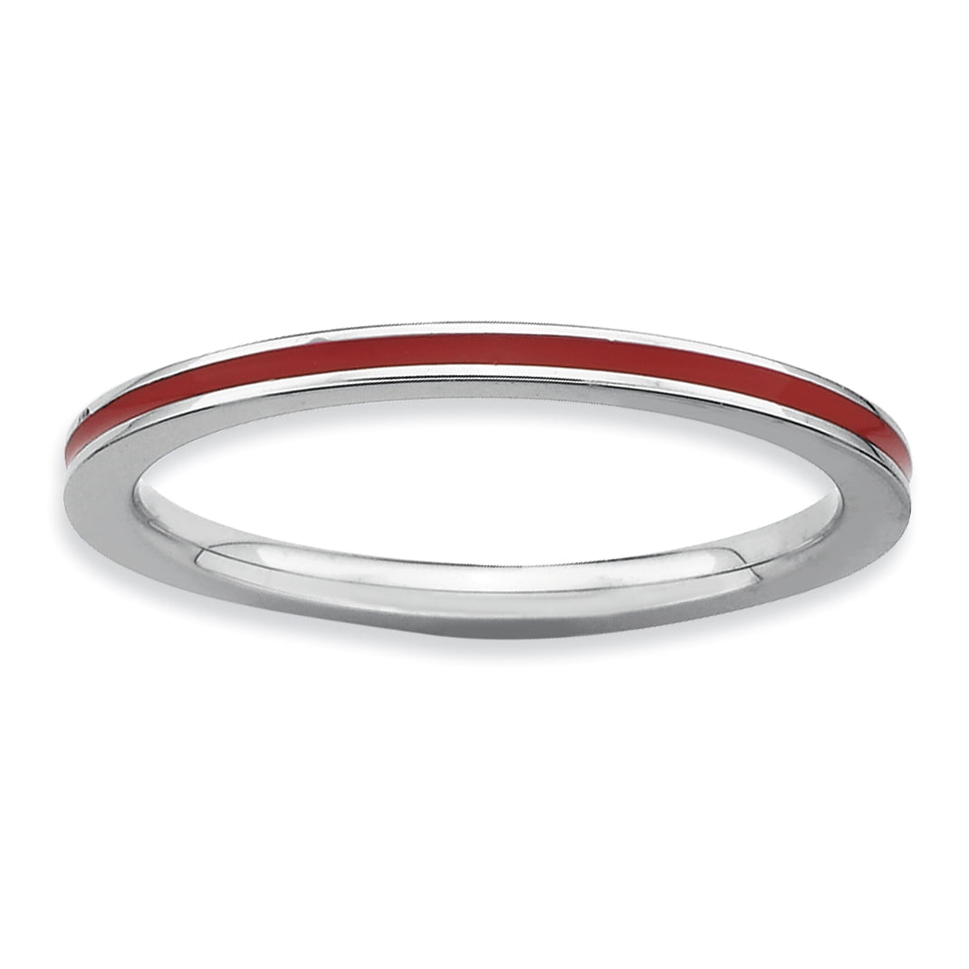 Goldia Sterling Silver Stackable Expressions Red Enameled 1.5mm