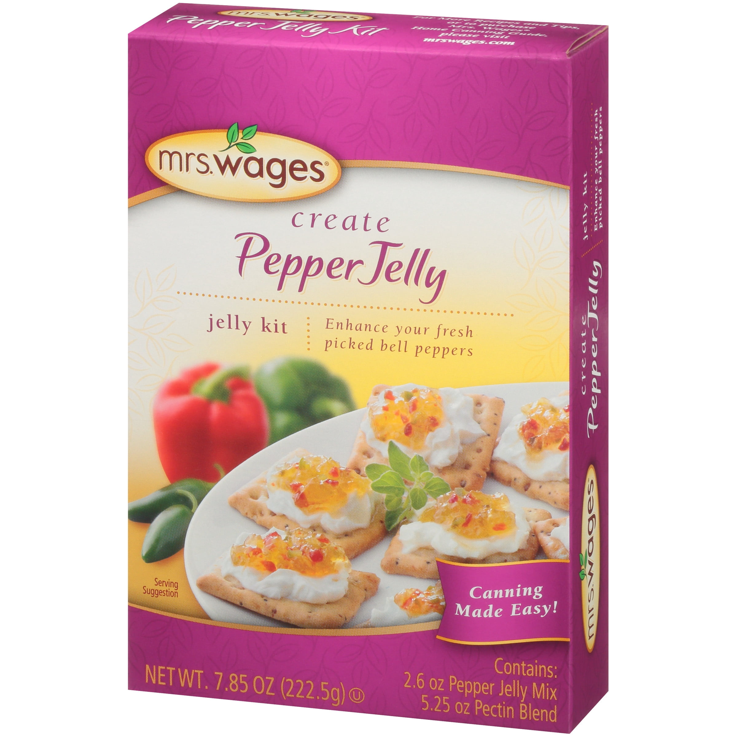 Mrs. Wages Create Pepper Jelly Kit | Easy-to-Use | Enhance Your Bell Peppers | Spice Mix & Pectin Blend | Spicy & Sweet Flavoring | 7.85 oz Packet