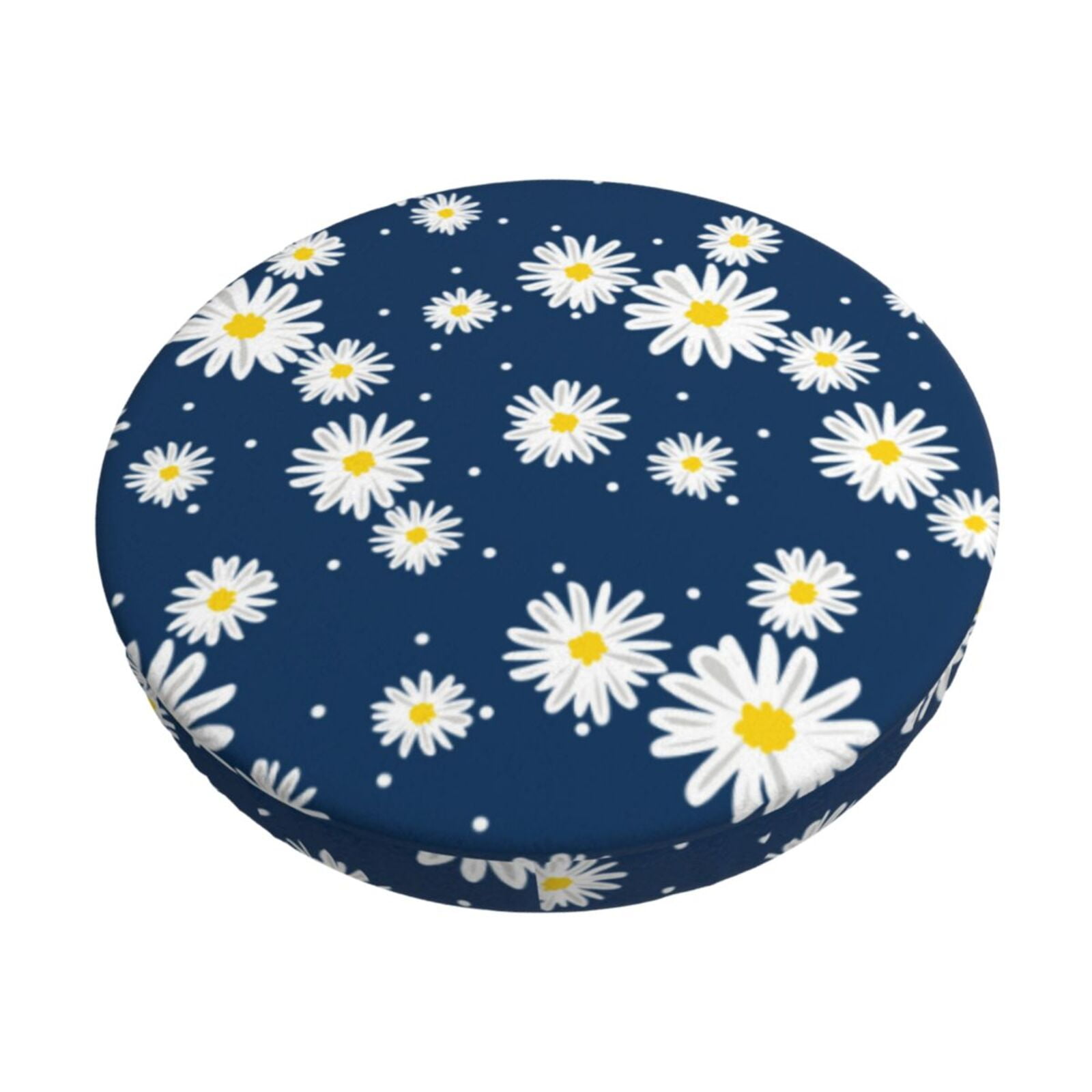 Easygdp Daisies Flowers Print Easy To Install Bar Stool Covers&Stool Covers Round&Elastic Stool Cover, Barstool Covers,Washable&Bottom With Elastic Edge-13 inch