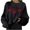 Black, variant on Women's Casual Crew Neck Halloween Sweatshirt Handprint Graphic Long Sleeve Pullover Goth Streetwear Top L