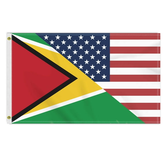 3×5 FT Guyana USA Flag, Large 150D America Guyanese Outdoor Banner,Double Side Printing Decor For Patio Garden With Brass Gromment