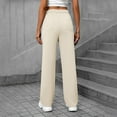 thumbnail image 6 of Zpanxa Women's High Waisted Pants with Button Front Elastic Waist Solid Color Comfort Fit Long Trousers with Pockets for Casual Wear Beige M, 6 of 7