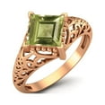 thumbnail image 2 of 1.30 Ctw Square Peridot Filigree 925 Sterling Silver Rose Vermeil Solitaire Mother's Day Gift Ring, 2 of 4