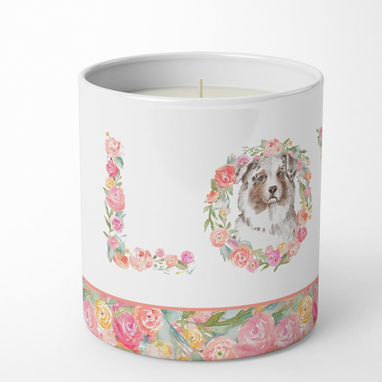 Australian Shepherd #4 LOVE 10 oz Decorative Soy Candle 3.25 in x 3.75 in