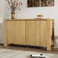 thumbnail image 2 of 59'' Buffet Cabinet with Storage, 4-Door Retro Kitchen Sideboard with Adjustable Shelves, Solid Wood Console Table for Living Room, Natural, 2 of 7