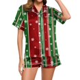 thumbnail image 5 of Enjoytime Pajama Sets for Women 2 Piece Christmas Print Short Sleeve Loungewear Set Holiday Casual Comfy Button Down Sleepwear, 5 of 6