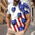 thumbnail image 2 of TOWED22 Polo Shirts for Men Mens Casual American Flag Lapel Short Sleeve Shirt(Blue,L), 2 of 4