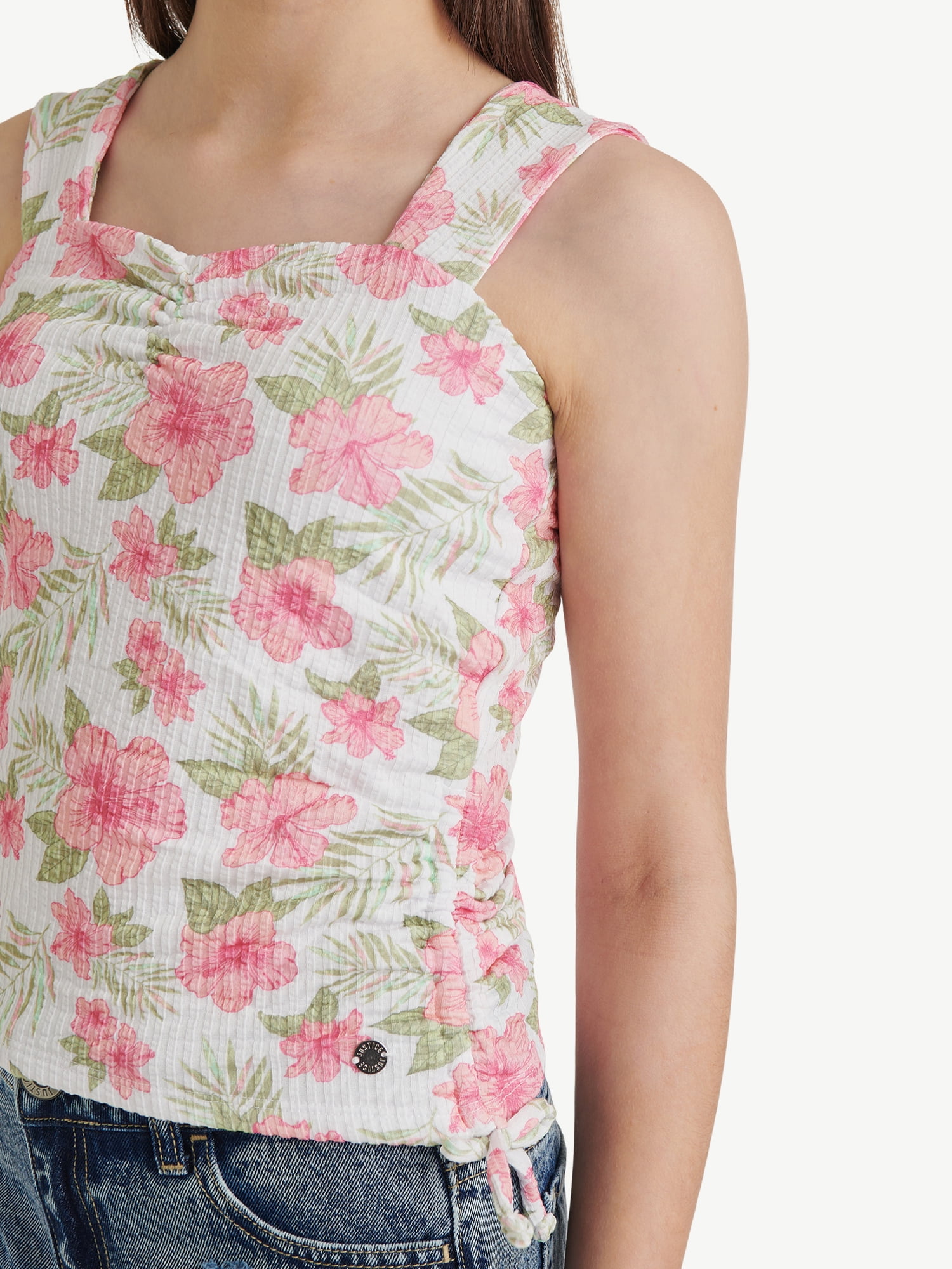 Justice Girls Cinched Floral Tank, Sizes XS - XLP