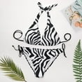thumbnail image 4 of SKQIT Women's 2 Piece Swimsuits Triangle Thong Bikini Zebra Striped Bikini Bathing Suits Set, 4 of 12