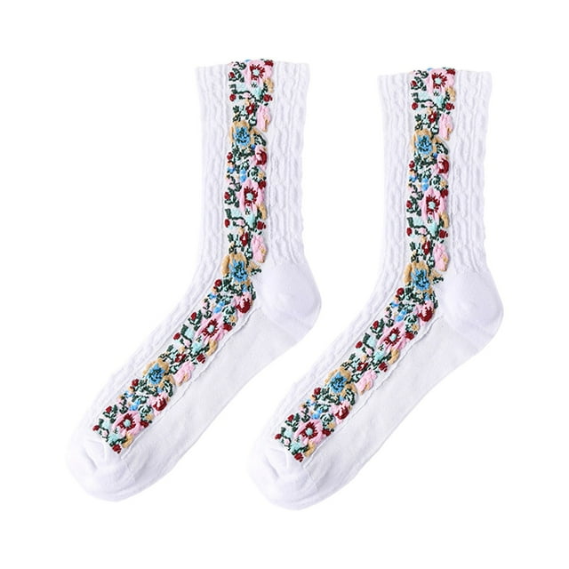 Women's Winter Socks 15 cm Mid-Calf Length Embossed Retro Pattern Cotton Polyester Blend Multicolor Gift