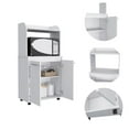 thumbnail image 4 of Kitchen Cart 49" H, Two Door Cabinet, One Open Shelf, Two Interior Shelves, White, 4 of 6