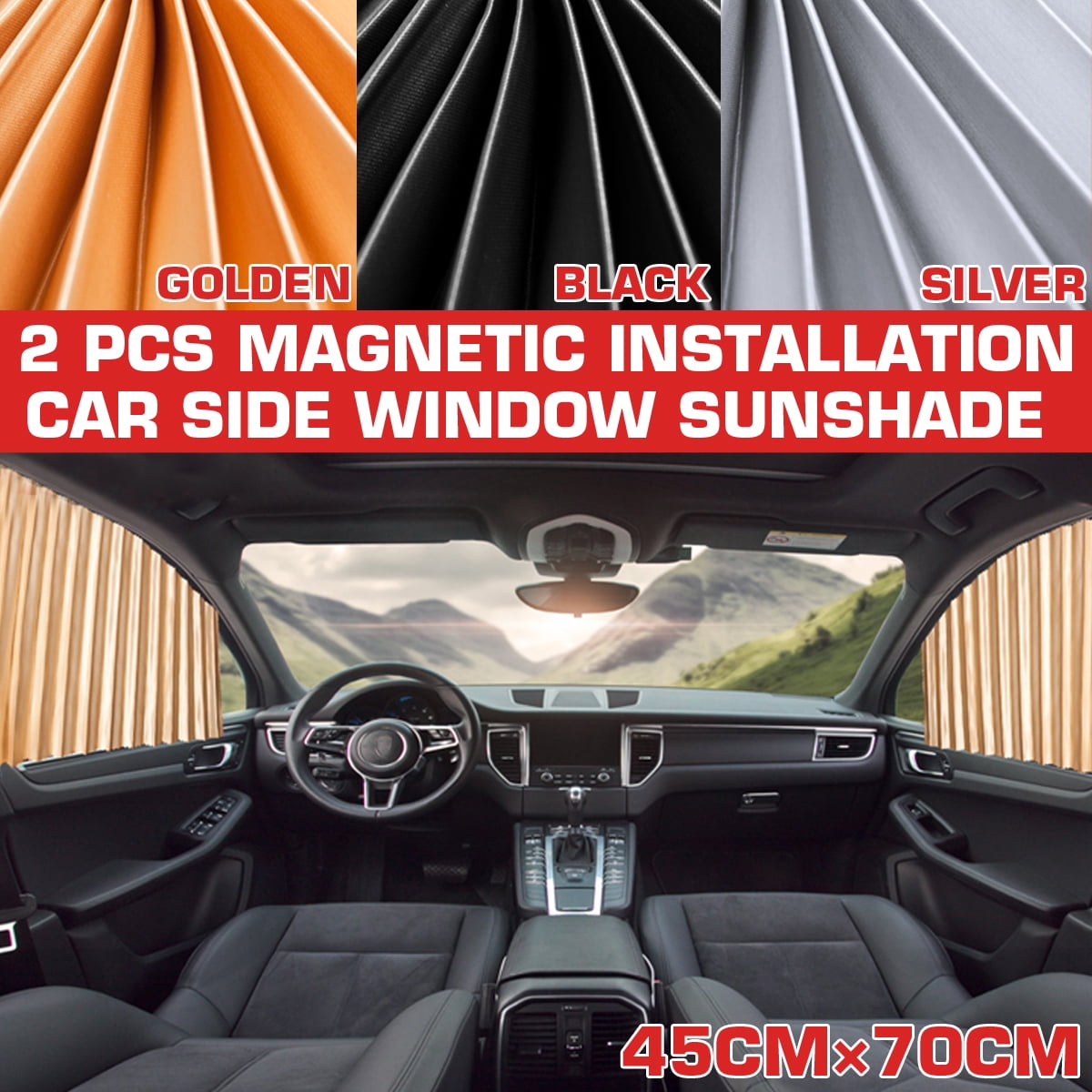 2pcs Car Side Window UV Protection Curtain Sun Shade Vehicle Slidable Retractable Window Shield for Sedan SUV