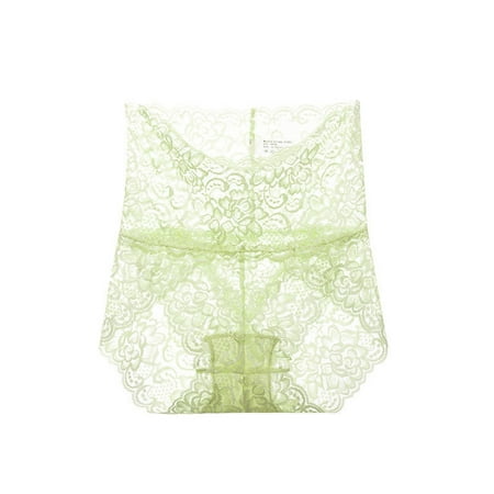 

S-4XL Women Panties Large Size with High Waist Lace Transparent Panties Women Big Briefs Plus Size Underwear(Green L)