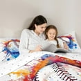 thumbnail image 6 of Manfei Kids Baseball Game Full Size Comforter Sets,Colorful Solash Ink Bedding Comforter Set,Ball Sport Lover Bedding Sets For Girls Kids,Super Cozy Room Decor Reversible,3pcs, 6 of 9