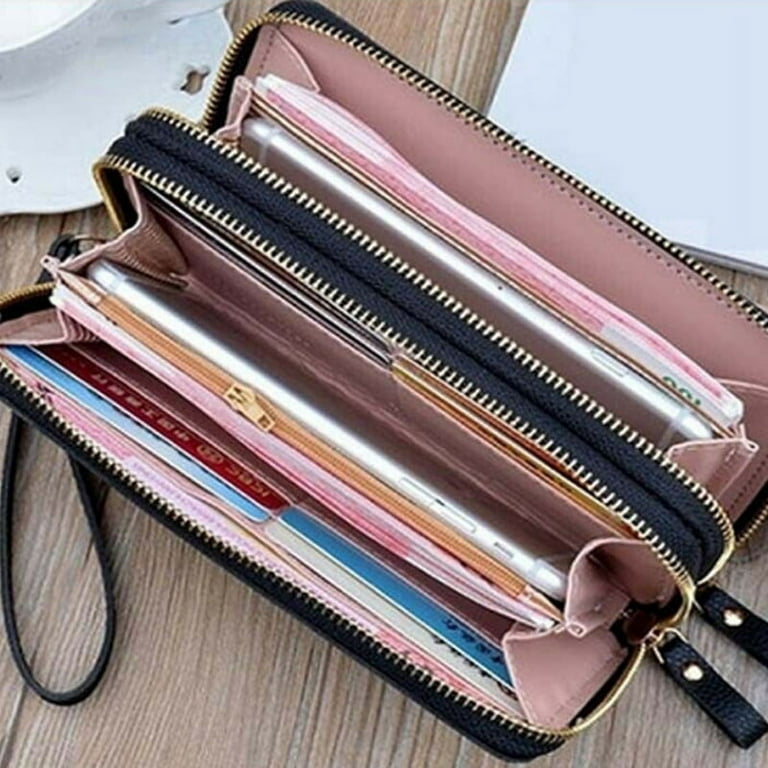  Zip Around Leather Wallet for Women, Hand Purse Clutch Long  Ladies Card Holder - Rose Pink Plaid : Clothing, Shoes & Jewelry