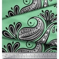 thumbnail image 2 of Soimoi Green Cotton Poplin Fabric Geomertic & Paisley Decor Fabric Printed Yard 56 Inch Wide, 2 of 3