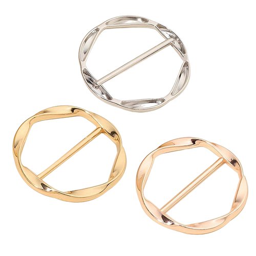 Skymirror 1 Pc/3 Pcs Women Scarf Ring Zinc Alloy Shirt Clips Twist Tee Knot Ring T-Shirt Ties Dress Clips Clothing Tightening Clip for Shirt Scarf Dress