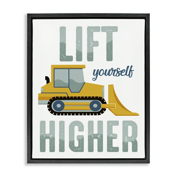 Stupell Industries Lift Yourself Higher Phrase Transportation Painting Black Floater Framed Canvas Art Print Wall Art, 17 x 21