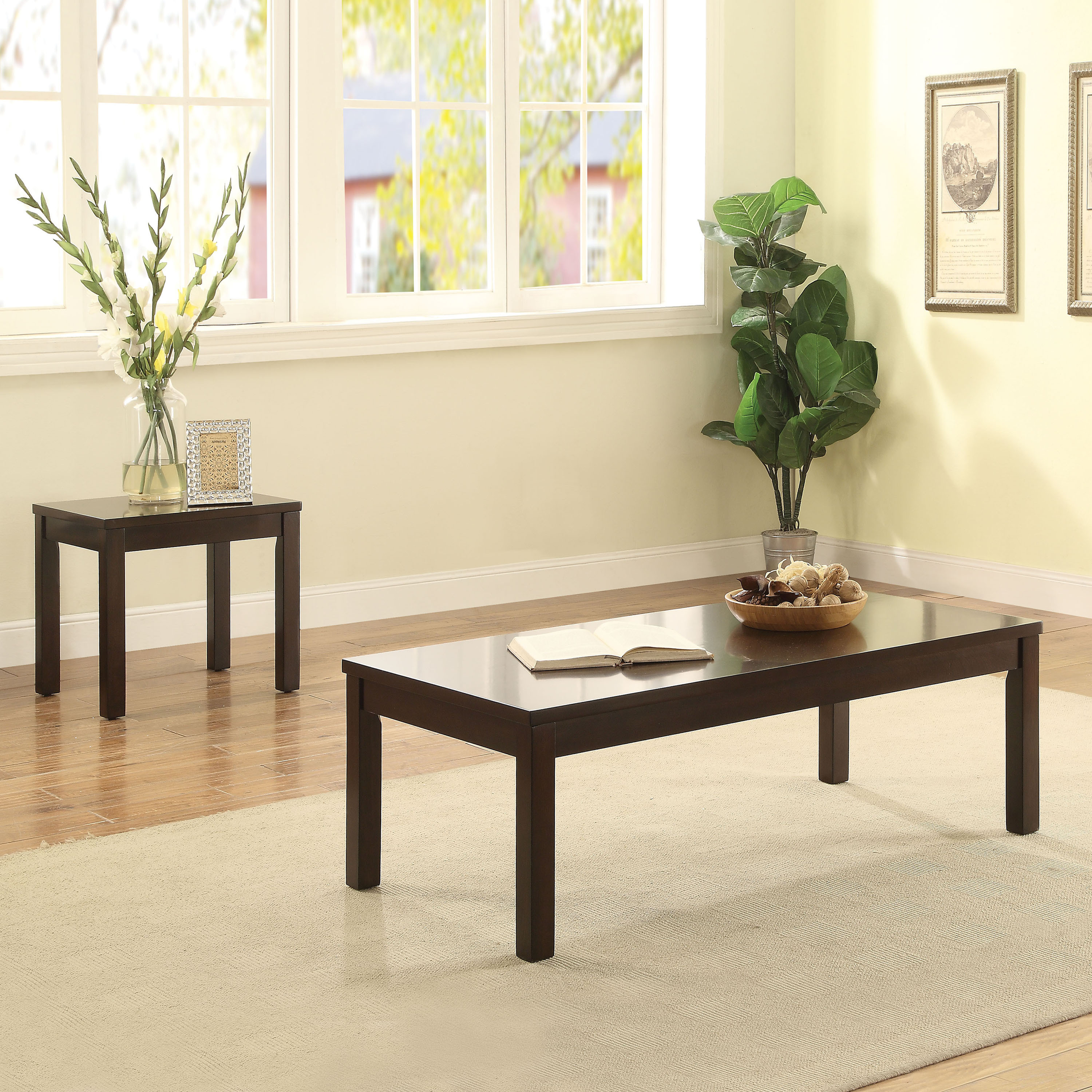 ACME Malak 3Pc Pack Coffee/End Table Set, Walnut-Finish:Walnut,Style:Contemporary/Casual - image 2 of 4
