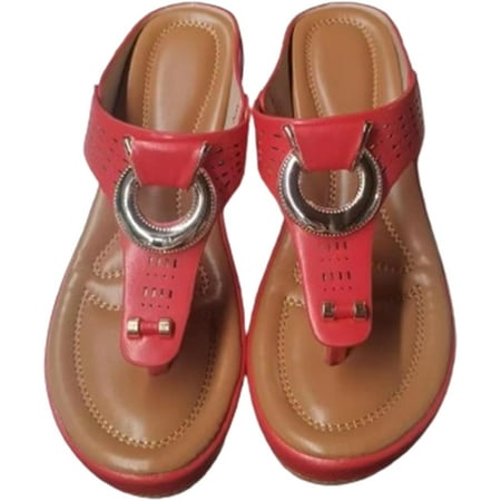 NEW Low-Wedge Women Orthopedic Sandals Casual Flat Shoes Flip Flops Ladies