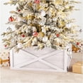 thumbnail image 2 of Washed White Wooden Tree Collar Tree Stand Cover Christmas Tree Skirt Tree Box, 22" L, 2 of 7
