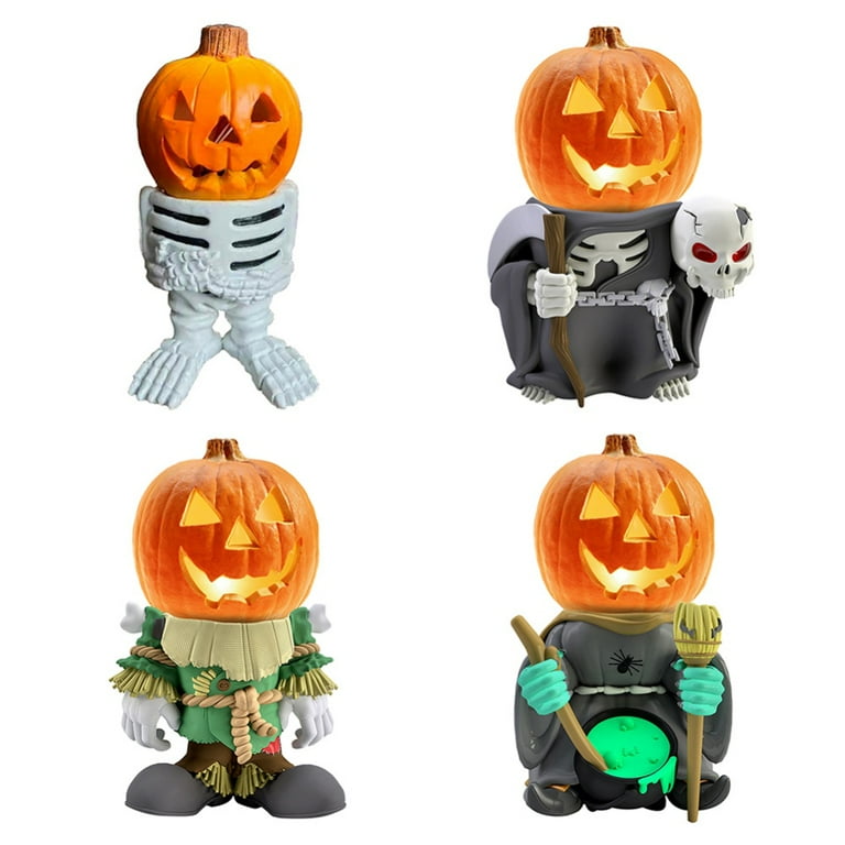 4PCS Halloween Miniature Pumpkin Figurines Mini Resin